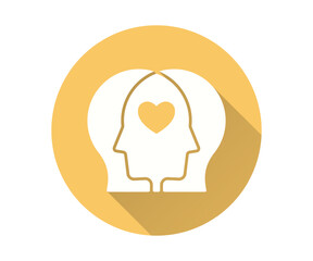 Psychotherapy icon with long shadow for graphic and web design.