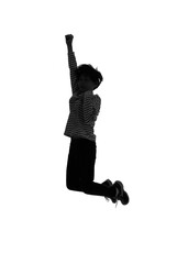 ジャンプする男の子のシルエット