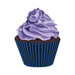 Cupcake Blueberry Cream Sweet Cake Desert Vector Illustration