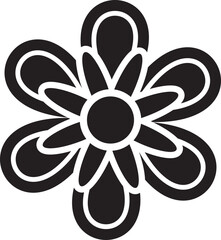 Black silhouette retro groovy flower.