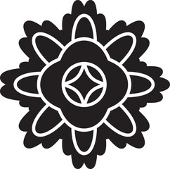 Fototapeta premium Black silhouette retro groovy flower.