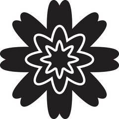 Black silhouette retro groovy flower.