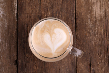 Cappuccino with a heart painted on foam