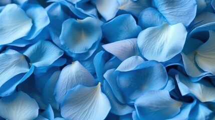 Fototapeta na wymiar Blue fresh rose petals in macro. Soft focus. Backdrop for wedding invitation. Generative AI.