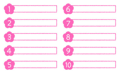 Obraz premium クレヨン素材 数字がついた花の形のタイトルデザインセット