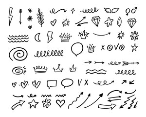 Doodle elements set line art vector sign