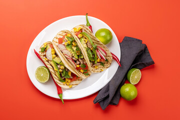 Mexican food featuring tacos