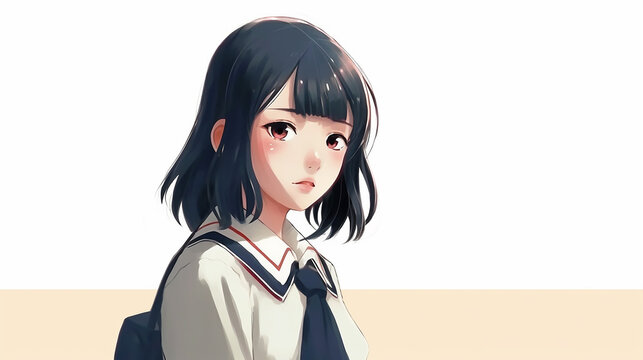 悲しげな表情の女子学生，A female student with a sad expression(generative ai)