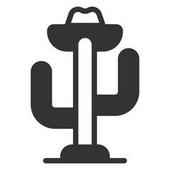 Cactus with cowboy hat  - icon, illustration on white background, glyph style