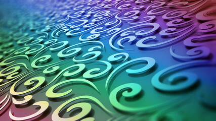 Abstract blue floral background. 3D illustration