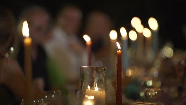 Dinner wedding candlelight set up dish luxury event table setting color in the evening.
 