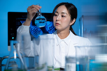 A professional health care researcher working in a science laboratory, technology of medicinal...