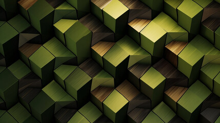 Background Wallpaper Angular Olive Green and Light Stone and Wood Abstract with Lines. Generative AI