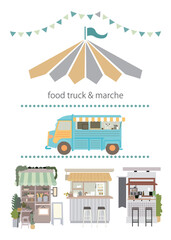 Naklejka premium イベント系素材：food truck_march_キッチンカーとマルシェ