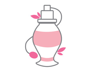 Vector isolated flat pink female perfume bottle icon.