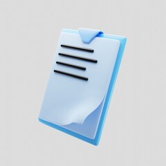 Paper clipboard icon with cartoon style. 3d rendering illustration