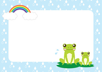 虹と2匹のカエルのフレーム