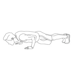 man push up line art illustration, man line push up vector, man in gym line art
