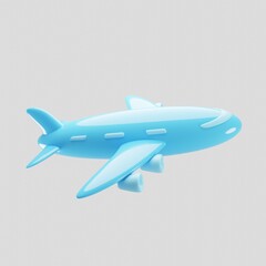 Flight plane icon with cartoon style on 3d rendering. Travel icon concept. 3d illustration