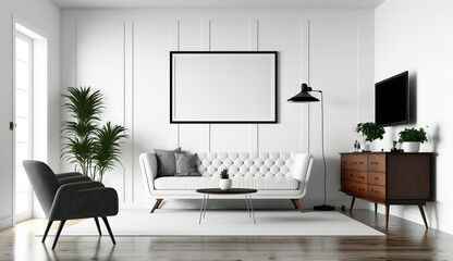 Modern living room design. Elegant home decor. Generative AI