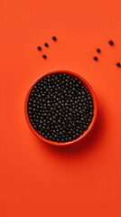 Delicious black caviar, isolated on a solid background, generative AI