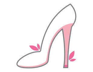 Vector isolated flat pink icon of a fashionable women high heeled shoe.