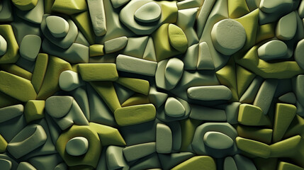 Obraz premium Minimalist Organic Shapes Olive Green Background. Generative AI