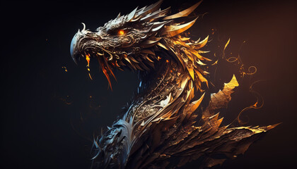 Dragon animal abstract wallpaper. Contrast background mythical creature in vivid colors generative ai