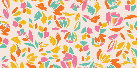 Hand drawn floral abstract seamless pattern