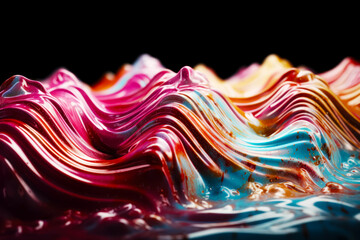Multicolored wave of liquid. Generative AI.
