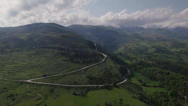Road on the Abruzzo mountains 4K drone