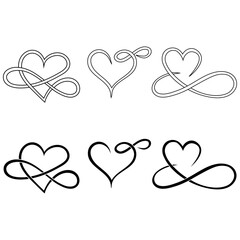 Vintage heart icon vector set. love illustration sign collection. romance symbol.