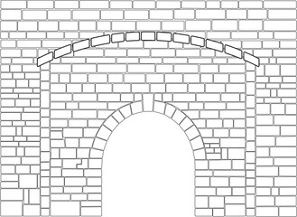 arch gate in a castle stone wall 