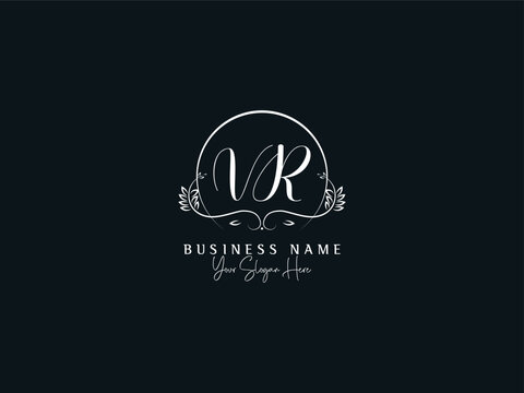 Signature Royal VR Logo, Initial Vr v r Feminine Luxury Royal Logo Design For You