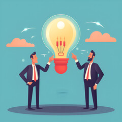 Brainstorming concept. Businessman pointing to sharing knowledge, Ideas management, Knowledge transfer.