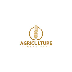 Agriculture icon logotype template. Wheat farm logo design isolated on white background