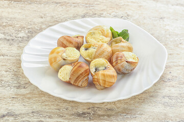 Delicous baked snail with butter - Escargot