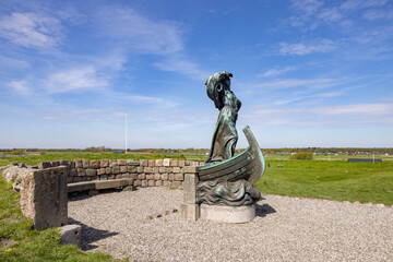 Statue of Queen Dagmar, Queen Dagmar of Denmark - Princess Margaretha of Bohemia - was born in the royal castle Vysehrad in Prague at the end of the 12th century. Ribe, Denmark