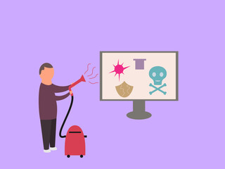 computer virus attack vector illustration flat design