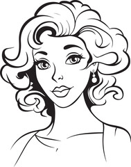 Woman head in cartoon style, anime woman head, coloring page, vector Illustration, SVG
