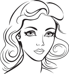 Woman head in cartoon style, anime woman head, coloring page, vector Illustration, SVG