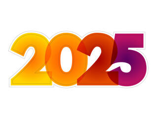 Happy new year 2025, New Year's card. Cover of business diary for 2025. Brochure design template, colorful text concept background