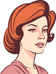 Woman head in cartoon style, anime woman head, coloring page, vector Illustration, SVG