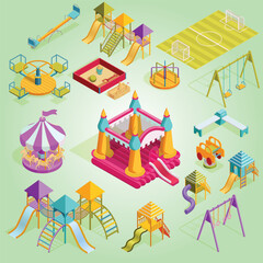 playground isometric collection set kid