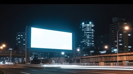 Advertising mock up blank billboard at night time with street light with copy space for public information board billboard blank for outdoor advertising poster