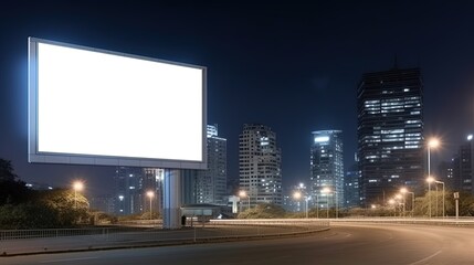 Advertising mock up blank billboard at night time with street light with copy space for public information board billboard blank for outdoor advertising poster