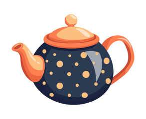 Colored teapot for brewing tea and boiling water, isolated vector illustration. Teapot unusual shape icon.