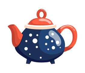 Beautiful colored teapot. Teapot unusual shape. Cute vector illustration