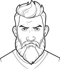 Anime man head in cartoon style, anime man, coloring page, vector Illustration, SVG