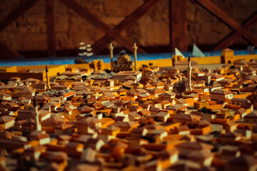 Fototapeta na wymiar miniature model of an ancient city